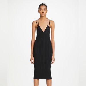 Dion Lee Layered Bra Ribbed Midi Dress in Black, Size XS